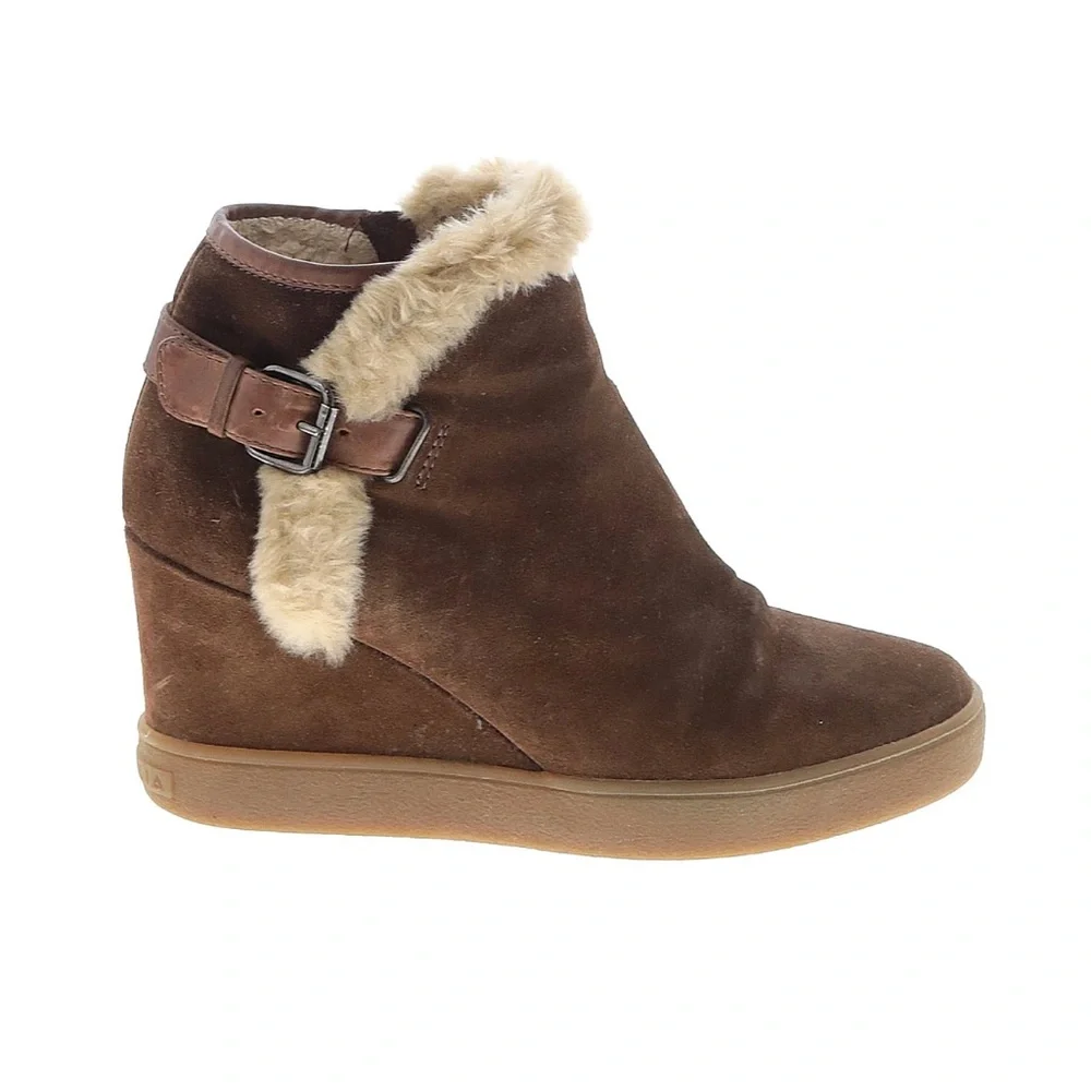 Aquatalia Suede‎ Wedge Shearling Ankle Boots Women’s Size 8